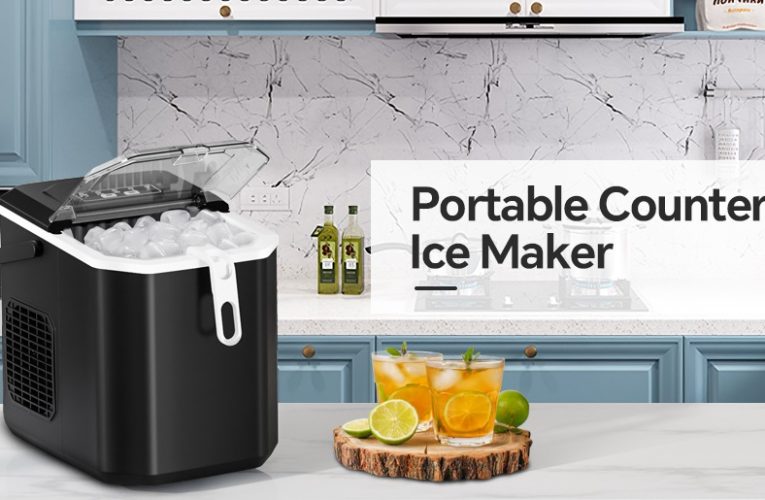 Movers & Shakers in Appliances, On Amazon – Top – Notch Best Portable Ice Makers Countertop, Ice Machine with Handle, 26Lbs in 24Hrs, 9 Cubes Ready in 6 Mins, Self-Cleaning , 2 Sizes of Bullet Ice Cubes for Home and Office