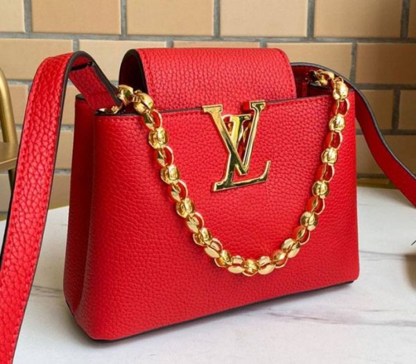 Replica Louis Vuitton Capucines Mini Chain Bag In Red