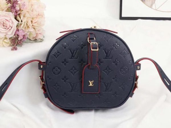 Replica Louis Vuitton Monogram Empreinte Boite Chapeau Souple MM Bag In Navy Blue