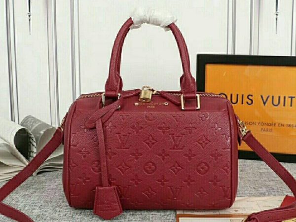 Replica Louis Vuitton Monogram Empreinte Speedy Bandouliere 25 Handbag In Bordeaux