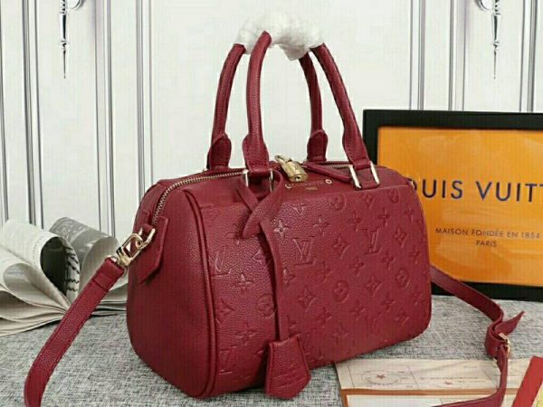 Replica Louis Vuitton Monogram Empreinte Speedy Bandouliere 25 Handbag In Bordeaux - Image 2