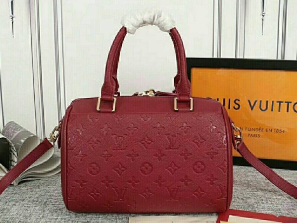 Replica Louis Vuitton Monogram Empreinte Speedy Bandouliere 25 Handbag In Bordeaux - Image 3