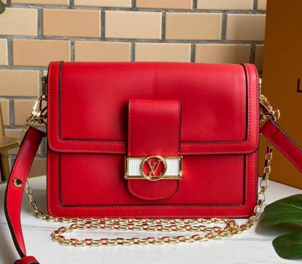 Replica Louis Vuitton Dauphine Lugano MM Bag In Bloody Mary Red