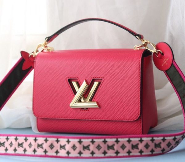 Replica Louis Vuitton Epi Leather Twist MM Handbag In Red With Embroidered Strap - Image 3