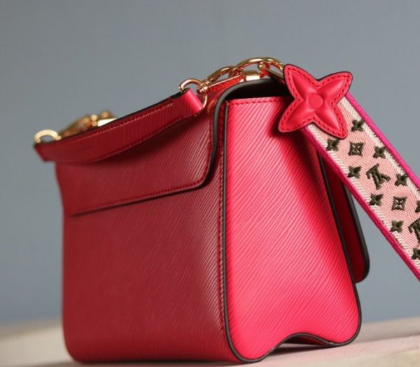 Replica Louis Vuitton Epi Leather Twist MM Handbag In Red With Embroidered Strap - Image 7