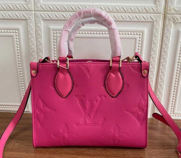 Replica Louis Vuitton Monogram Empreinte Leather Onthego PM Bag In Freesia Pink