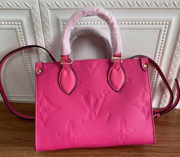 Replica Louis Vuitton Monogram Empreinte Leather Onthego PM Bag In Freesia Pink - Image 3