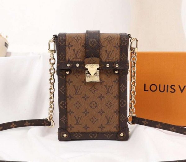 Replica Louis Vuitton Monogram Reverse Canvas Vertical Trunk Pochette