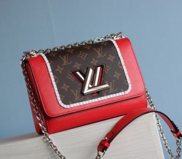 Replica Louis Vuitton Epi Leather Twist MM Canvas Trompe loeil Braid Bag In Red