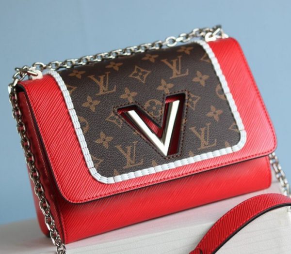 Replica Louis Vuitton Epi Leather Twist MM Canvas Trompe loeil Braid Bag In Red - Image 3