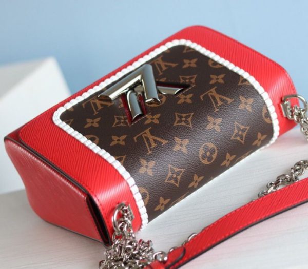 Replica Louis Vuitton Epi Leather Twist MM Canvas Trompe loeil Braid Bag In Red - Image 4