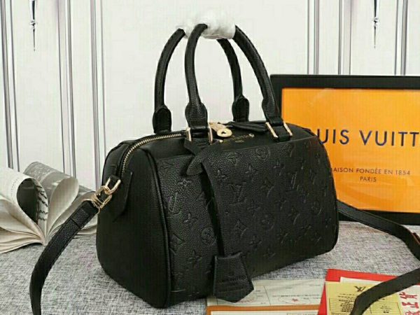 Replica Louis Vuitton Monogram Empreinte Speedy Bandouliere 25 Handbag In Black - Image 2