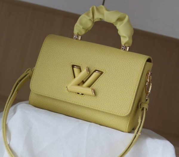 Replica Louis Vuitton Taurillon Leather Twist MM Scrunchie Handle In Ginger Yellow - Image 2