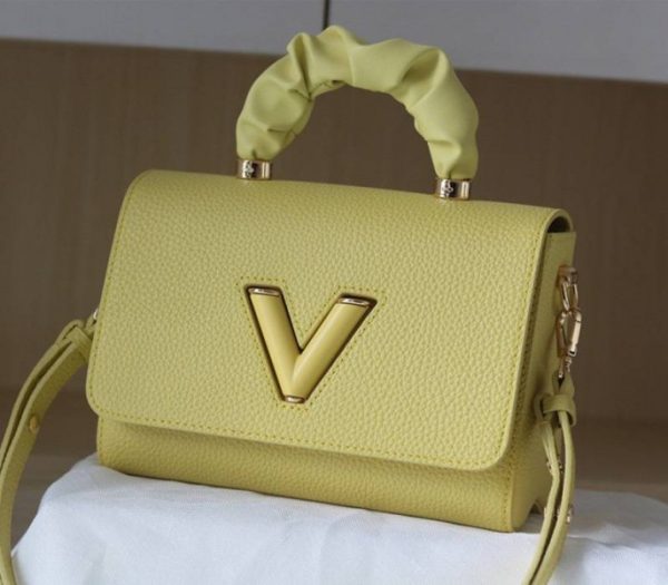 Replica Louis Vuitton Taurillon Leather Twist MM Scrunchie Handle In Ginger Yellow - Image 3