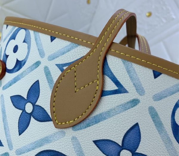 Replica Louis Vuitton LV By The Pool Monogram Tiles Canvas Neverfull MM Tote In Lagoon Blue - Image 6