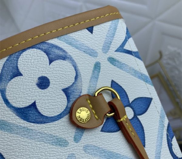 Replica Louis Vuitton LV By The Pool Monogram Tiles Canvas Neverfull MM Tote In Lagoon Blue - Image 7