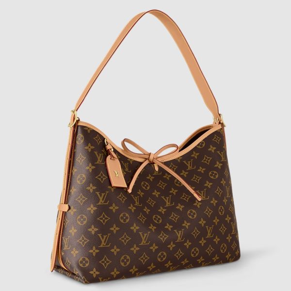 Louis Vuitton CarryAll MM Handbag M46197 LV CarryAll Monogram Canvas Bag With Natural Leather Trim - Image 5