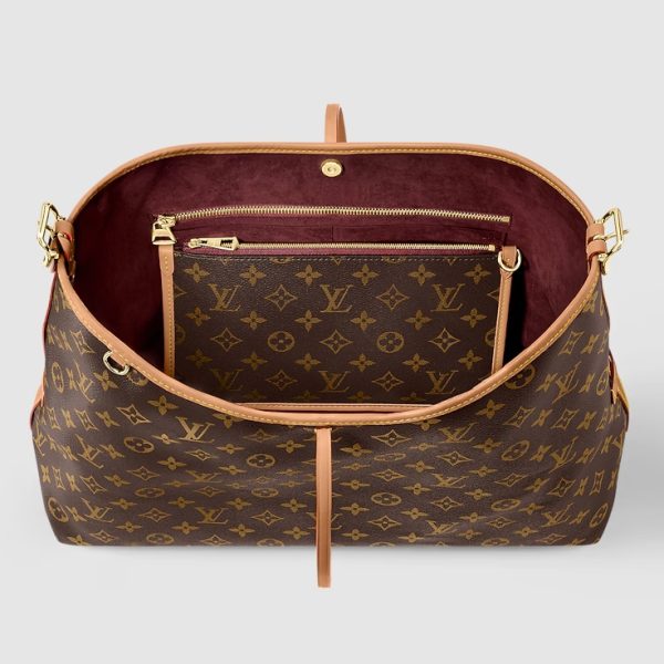 Louis Vuitton CarryAll MM Handbag M46197 LV CarryAll Monogram Canvas Bag With Natural Leather Trim - Image 6