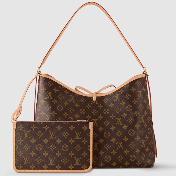 Louis Vuitton CarryAll MM Handbag M46197 LV CarryAll Monogram Canvas Bag With Natural Leather Trim - Image 9