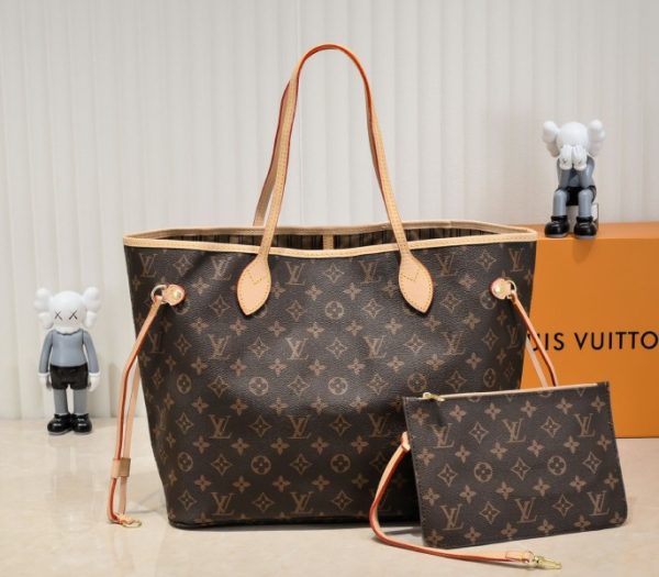 Replica Louis Vuitton Monogram Canvas Neverfull MM Tote In Beige