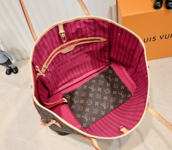 Replica Louis Vuitton Monogram Canvas Neverfull MM Tote In Peony Pink - Image 5