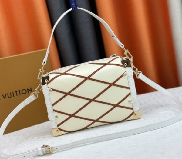 Louis Vuitton Malletage Leather Replica Side Trunk MM In Cream Beige And Chestnut Brown - Image 3