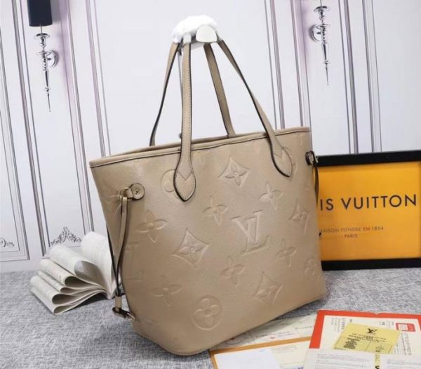 Replica Louis Vuitton Monogram Empreinte Neverfull MM Tote In Beige - Image 2