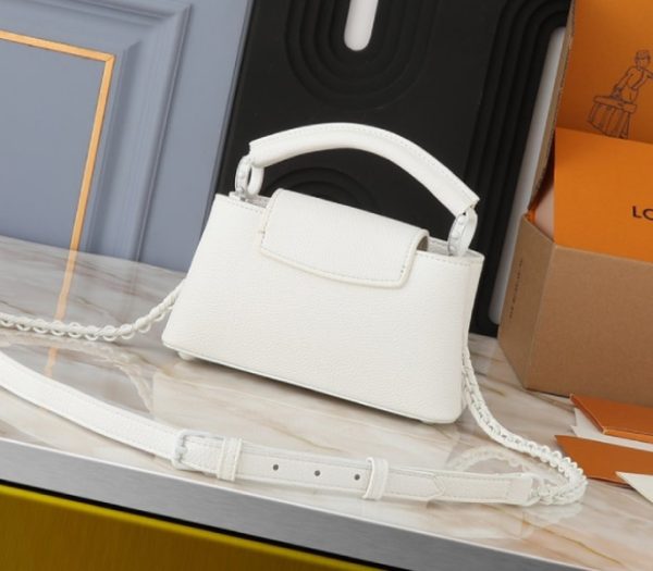 Replica Louis Vuitton Capucines East-West Mini Handbag In Optic White - Image 2