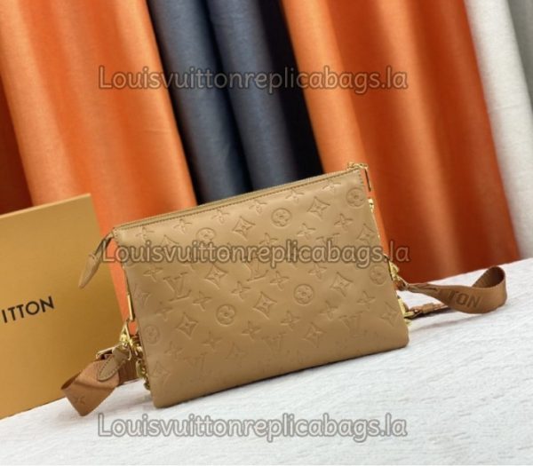 Replica Louis Vuitton Coussin PM Bag In Camel With Jacquard Strap - Image 3