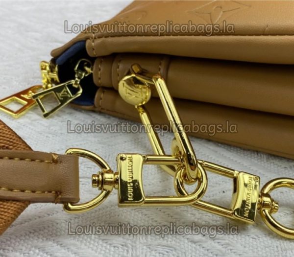 Replica Louis Vuitton Coussin PM Bag In Camel With Jacquard Strap - Image 8