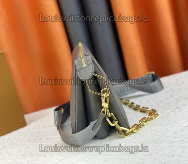 Replica Louis Vuitton Coussin PM Bag In Gray With Jacquard Strap - Image 3