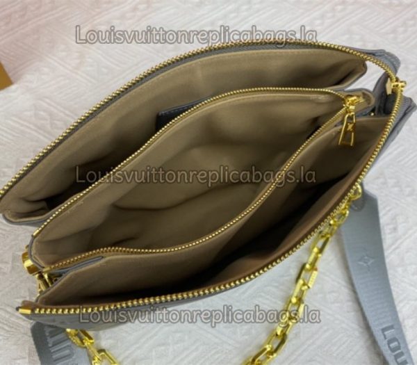 Replica Louis Vuitton Coussin PM Bag In Gray With Jacquard Strap - Image 5