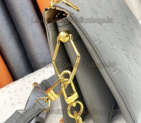 Replica Louis Vuitton Coussin PM Bag In Gray With Jacquard Strap - Image 6