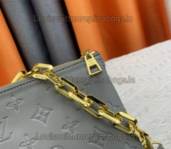 Replica Louis Vuitton Coussin PM Bag In Gray With Jacquard Strap - Image 7