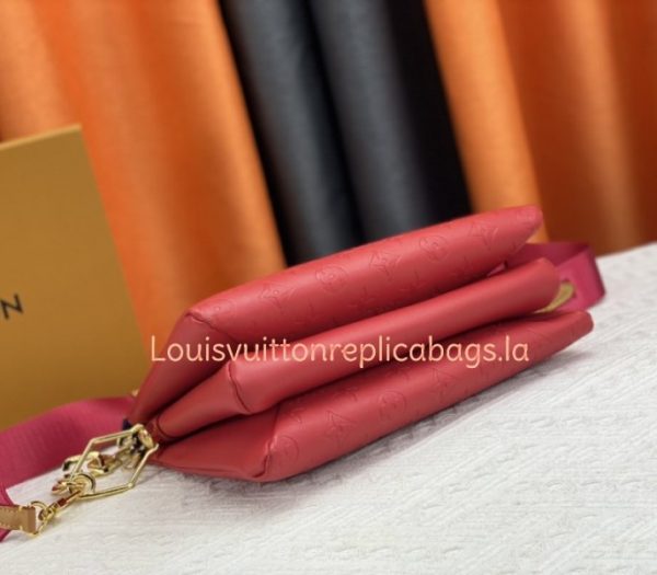 Replica Louis Vuitton Coussin PM Bag In Neon Red With Jacquard Strap - Image 5