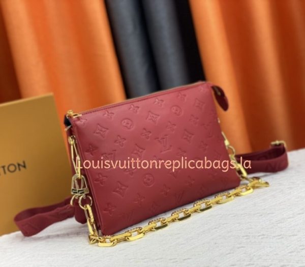 Replica Louis Vuitton Coussin PM Bag In Red With Jacquard Strap - Image 2