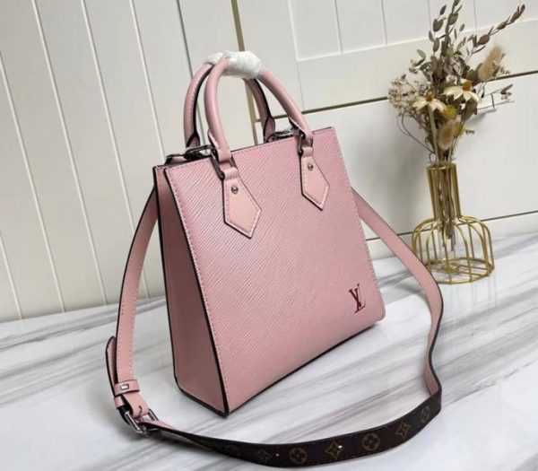 Replica Louis Vuitton Epi Leather Sac Plat BB Carryall Handbag In Rose Ballerine Pink - Image 2