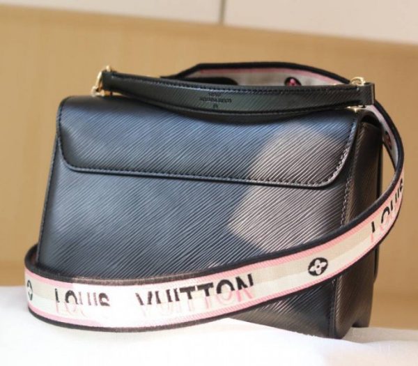 Replica Louis Vuitton Epi Leather Twist MM Bag Black With Jacquard Strap - Image 4