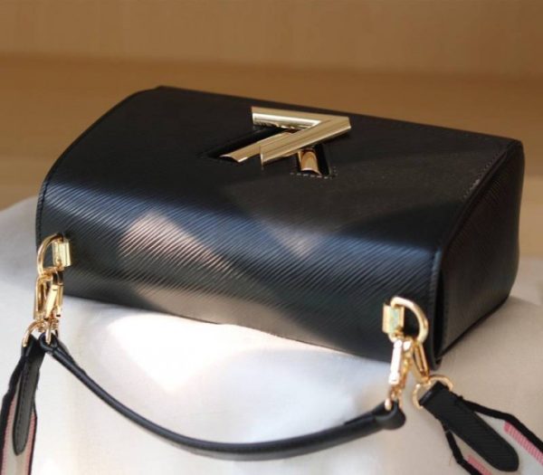 Replica Louis Vuitton Epi Leather Twist MM Bag Black With Jacquard Strap - Image 5