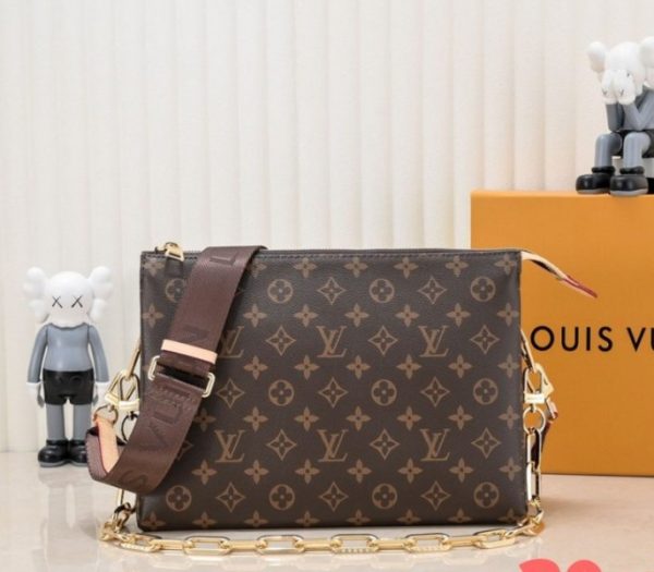 Replica Louis Vuitton Monogram Canvas Coussin MM Bag With Jacquard Strap