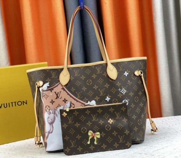 Replica Louis Vuitton Monogram Canvas Neverfull MM Tote With Cat Print - Image 2