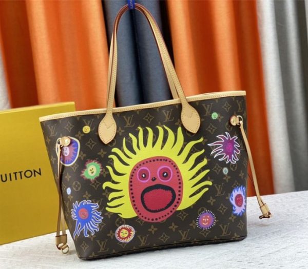 Replica Louis Vuitton X YK Monogram Canvas Neverfull MM Tote With Faces Print