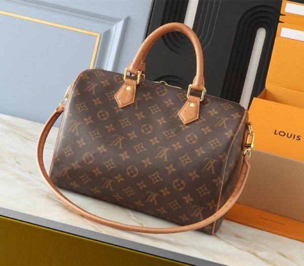 Replica Louis Vuitton Monogram Canvas Soft Speedy 30 Boho Handbag In Tan - Image 2