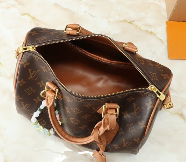 Replica Louis Vuitton Monogram Canvas Soft Speedy 30 Boho Handbag In Tan - Image 5