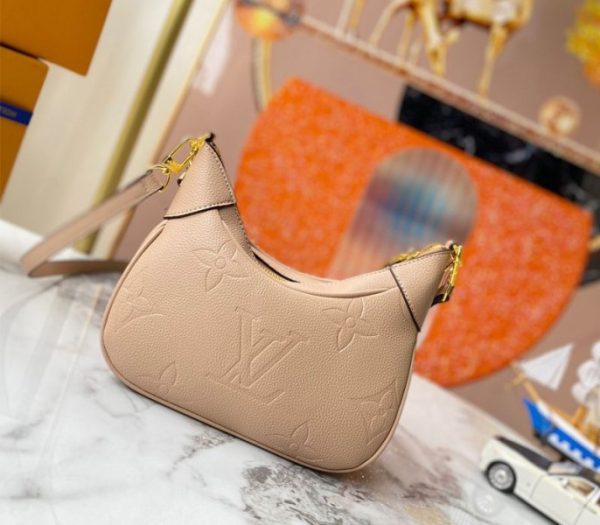 Replica Louis Vuitton Monogram Empreinte Leather Bagatelle Mini Hobo In Beige - Image 2