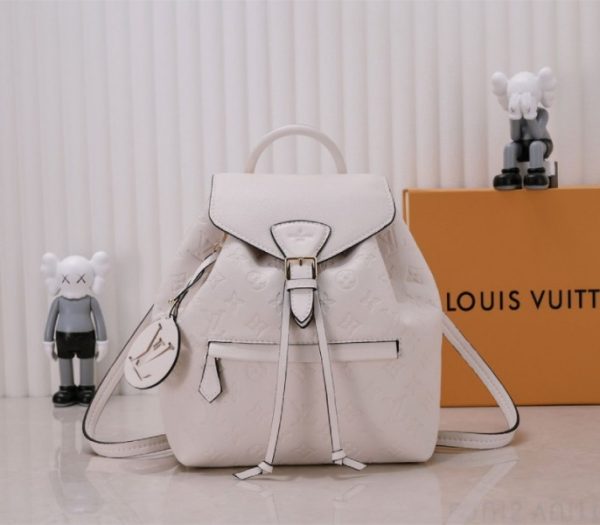 Replica Louis Vuitton Monogram Empreinte Leather Montsouris PM Backpack In White