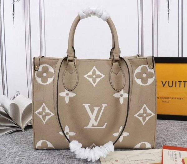 Replica Louis Vuitton Monogram Empreinte OnTheGo MM Tote In Tourterelle Gray