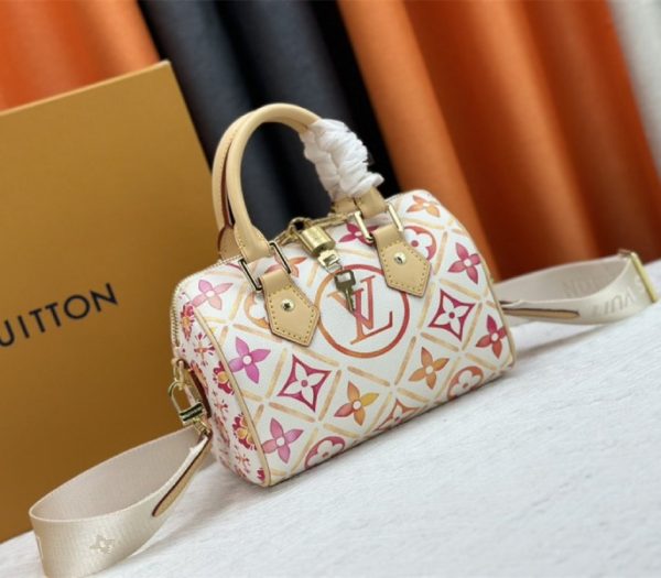 Replica Louis Vuitton LV By The Pool Monogram Tiles Canvas Speedy Bandouliere 20 Bag In Coral - Image 2