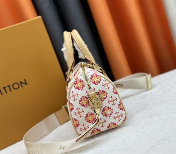 Replica Louis Vuitton LV By The Pool Monogram Tiles Canvas Speedy Bandouliere 20 Bag In Coral - Image 5