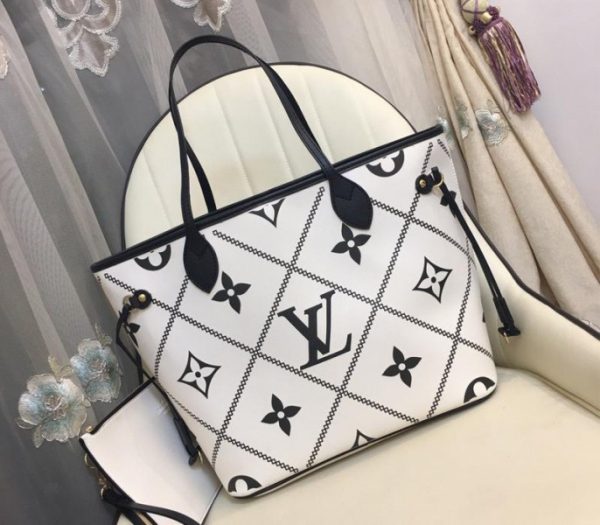 Replica Louis Vuitton Spring 2022 Monogram Empreinte Neverfull MM Tote In Cream - Image 2